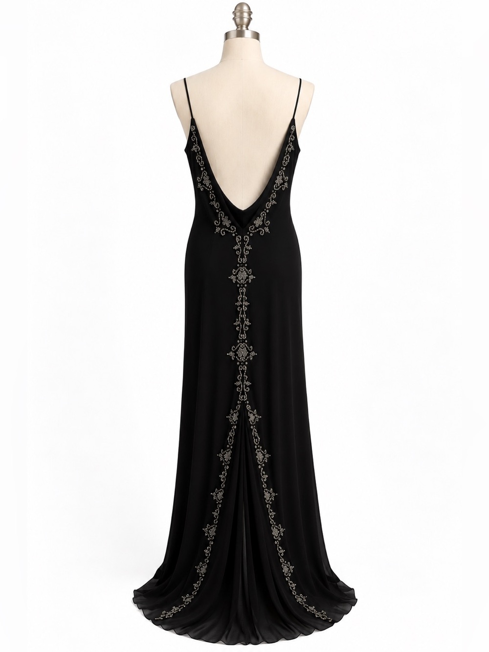 Black Beaded Evening Gown | Size 7/8